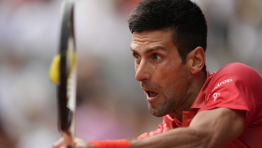 FILE - Serbia's Novak Djokovic plays a shot against Norway's Casper Ruud during the men's singles final match of the French Open tennis tournament at the Roland Garros stadium in Paris, Sunday, June 11, 2023. (AP Photo/Thibault Camus, File)