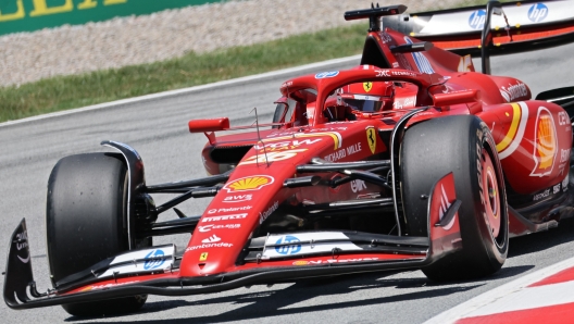 Ferraris Monaco driver Charles Leclerc takes part in the first practice session at the Circuit de Catalunya on June 21, 2024 in Montmelo, on the outskirts of Barcelona, ahead of the Spanish Formula One Grand Prix. (Photo by Thomas COEX / AFP)