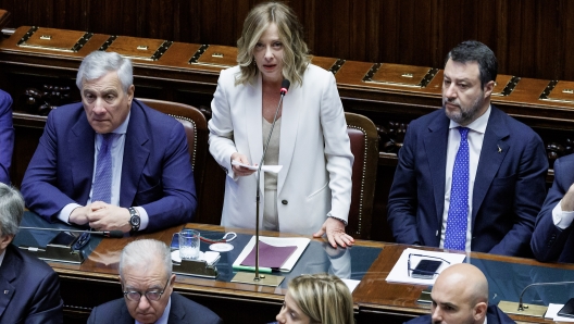 La presidente del Consiglio Giorgia Meloni alla Camera dei deputati durante le comunicazioni sul prossimo Consiglio europeo del 27 e 28 giugno. Roma, Mercoledì, 26 Giugno 2024 (Foto Roberto Monaldo / LaPresse)  Prime Minister Giorgia Meloni in the Chamber of deputies during communications on the next European Council on 27 and 28 June. Rome, Wednesday, 26 June 2024 (Photo by Roberto Monaldo / LaPresse)