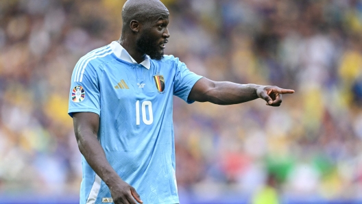 Belgium's forward #10 Romelu Lukaku reacts during the UEFA Euro 2024 Group E football match between Ukraine and Belgium at the Stuttgart Arena in Stuttgart on June 26, 2024. (Photo by Fabrice COFFRINI / AFP)