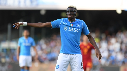 NAPLES, ITALY - APRIL 28: Victor Osimhen of Napoli during the Serie A TIM match between SSC Napoli and AS Roma - Serie A TIM  at Stadio Diego Armando Maradona on April 28, 2024 in Naples, Italy. (Photo by SSC NAPOLI/SSC NAPOLI via Getty Images)