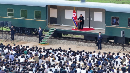 TOPSHOT - This picture taken between August 8 and 9, 2024 and released from North Korea's official Korean Central News Agency (KCNA) on August 10, 2024 shows North Korean leader Kim Jong Un visiting the flood-hit area in Uiju County of North Phyongan Province. (Photo by KCNA VIA KNS / AFP) / South Korea OUT / ---EDITORS NOTE--- RESTRICTED TO EDITORIAL USE - MANDATORY CREDIT "AFP PHOTO/KCNA VIA KNS" - NO MARKETING NO ADVERTISING CAMPAIGNS - DISTRIBUTED AS A SERVICE TO CLIENTS / THIS PICTURE WAS MADE AVAILABLE BY A THIRD PARTY. AFP CAN NOT INDEPENDENTLY VERIFY THE AUTHENTICITY, LOCATION, DATE AND CONTENT OF THIS IMAGE --- /