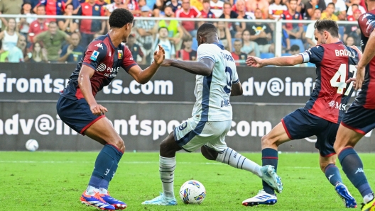 Inter?s Marcus Thuram scores a goal during the Serie A soccer match between Genoa and Inter at the Luigi Ferraris Stadium in Genoa, Italy - Saturday, August 17, 2024. Sport - Soccer . (Photo by Tano Pecoraro/Lapresse)