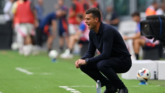 TURIN, ITALY - AUGUST 6: Thiago Motta, Manager of Juventus issues instructions during the Pre-season Friendly between Juventus and Juventus Next Gen at Allianz Stadium on August 6, 2024 in Turin, Italy. (Photo by Chris Ricco - Juventus FC/Juventus FC via Getty Images)