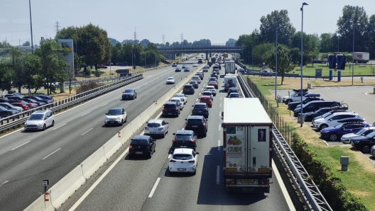 La situazione del traffico sull'A1 ad Arda (Piacenza), 10 agosto 2024. ANSA7 STEFANIA PASSARELLA