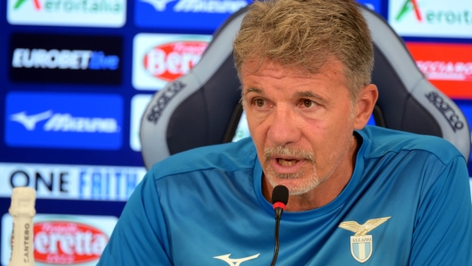 ROME, ITALY - AUGUST 17: SS Lazio head coach Marco Baroni speaks with the media during the press conference at the Formello sport centre on August 17, 2024 in Rome, Italy. (Photo by Marco Rosi - SS Lazio/Getty Images)