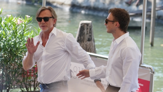 Drew Starkey and Daniel Craig arrives at the casin darsena at the 81st Venice International Film Festival at on September 03, 2024 in Venice, Italy.(Photo by Gian Mattia D'Alberto/LaPresse)