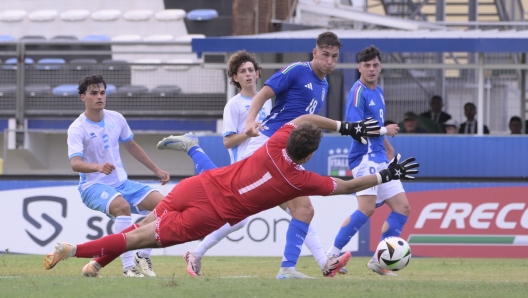 correzione Italys Pio Esposito goal 3-0 during the CE 2025 qualification football match between Italy U21 and San Marino U21 at the Domenico Francioni stadium in Latina, Italy - Thursday 5 September 2024. Sports - Soccer. (Photo by Fabrizio Corradetti / LaPresse)