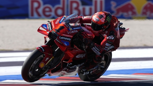 Francesco Bagnaia of Italy and Ducati Lenovo Team rides on track during the qualify of the Red Bull MotoGP Of San Marino e della Riviera di Rimini at Marco Simoncelli Circuit on September 7 2024 in Misano Adriatico, Italy. ANSA/DANILO DI GIOVANNI