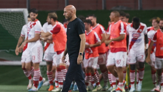 Davide Possanzini in panchina, in una gara del Mantova.