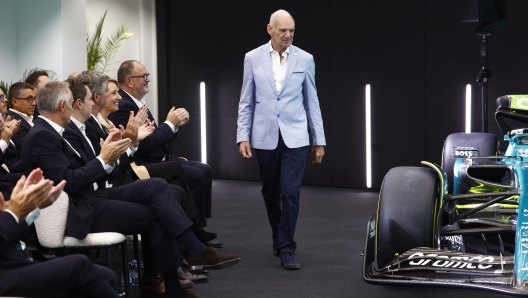 SILVERSTONE, ENGLAND - SEPTEMBER 10: Adrian Newey at a press conference at Aston Martin Headquarters on September 10, 2024 in Silverstone, England. (Photo by Zak Mauger/Getty Images for Aston Martin)