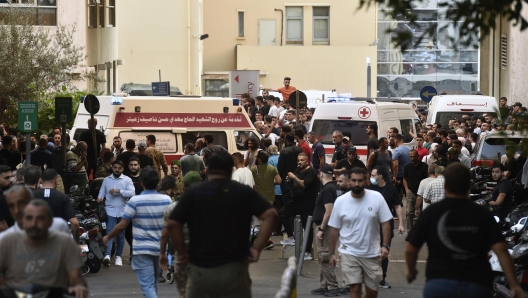 epa11610018 An ambulance arrives at the American University of Beirut Medical Center (AUBMC) after an incident involving Hezbollah membersâ?? wireless devices in Beirut,  Lebanon, 17 September 2024. According to Lebanonâ??s state news agency, several â??wireless communication devices (pagers) were detonated using advanced technology.â?? Hundreds of people with various injuries have been arriving at Lebanese hospitals, according to the Lebanese Public Health Emergency Operations Center of the Ministry of Public Health.  EPA/WAEL HAMZEH