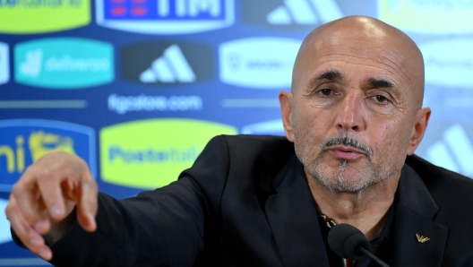 Italy's head coach Luciano Spalletti attends a press conference at Olimpico stadium in Rome, Italy, 09 October 2024. Italy face Belgium in a UEFA Nations League soccer match on 10 October 2024 in Rome. ANSA/ETTORE FERRARI