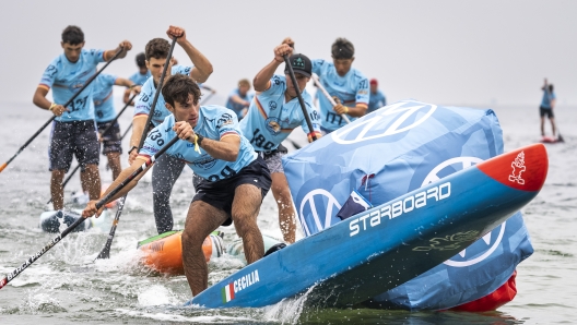 Un momento degli ultimo mondiali, con Nicolo Ricco in azione. Ph. Sean Evans/ISA