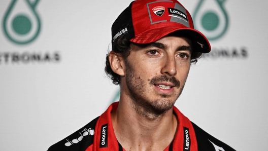 Ducati Lenovo Teams Italian rider Francesco Bagnaia speaks during a press conference before the MotoGP Malaysian Grand Prix at the Sepang International Circuit in Sepang on October 31, 2024. (Photo by Lillian SUWANRUMPHA / AFP)