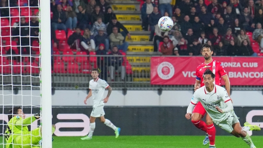 AC Milan's Tijjani Reijnders  scores 0-1 during  the Serie A soccer match between Ac Monza and Ac Milan at U-Power Stadium in Monza , North Italy - Saturday , November 02 , 2024. Sport - Soccer . (Photo by Spada/Lapresse)