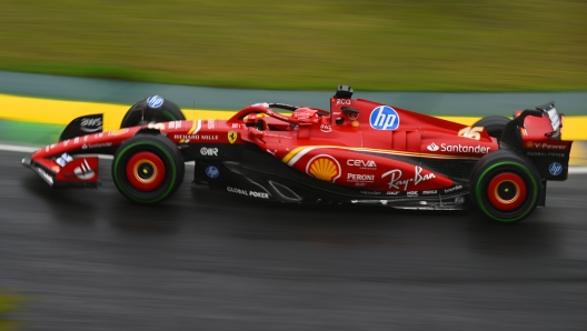 SAO PAULO, BRAZIL - NOVEMBER 03: Charles Leclerc of Monaco driving the (16) Ferrari SF-24 on track during qualifying ahead of the F1 Grand Prix of Brazil at Autodromo Jose Carlos Pace on November 03, 2024 in Sao Paulo, Brazil. (Photo by Clive Mason/Getty Images)