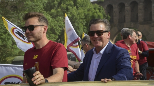 Dan and Ryan Friedkin during the parade for celebrating the Conference League Cup in Rome