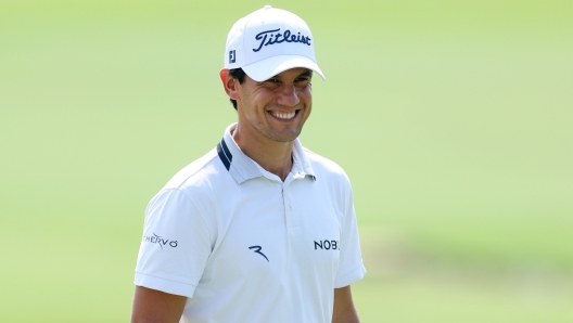 DUBAI, UNITED ARAB EMIRATES - NOVEMBER 12: Matteo Manassero of Italy smiles on the 18th greenduring the Pro-Am prior to the DP World Tour Championship 2024 on the Earth Course at Jumeirah Golf Estates on November 12, 2024 in Dubai, United Arab Emirates. (Photo by Andrew Redington/Getty Images)