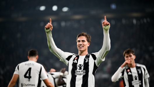 TURIN, ITALY - NOVEMBER 09: Kenan Yildiz of Juventus celebrates after scoring his team's second goal during the Serie A match between Juventus and Torino at Juventus Stadium on November 09, 2024 in Turin, Italy. (Photo by Daniele Badolato - Juventus FC/Juventus FC via Getty Images)