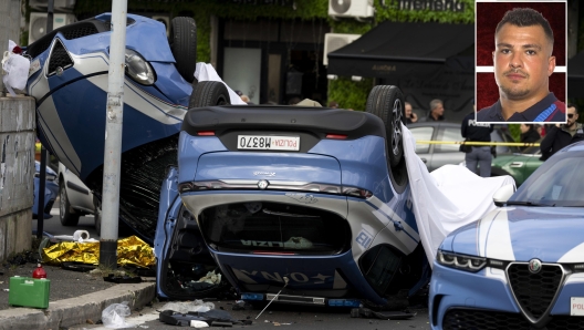 Nella combo, il luogo dell'incidente e nel riquadro il poliziotto Amar Kudin. Incidente nella notte tra due volanti della polizia nel quartiere Monte Mario a Roma. Un poliziotto di 32 anni è morto e altri due colleghi sono rimasti feriti.  ++NPK++