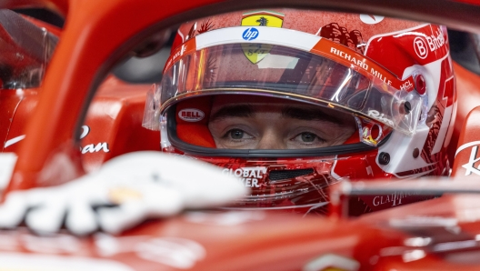 epa11734293 Monaco's driver Charles Leclerc of Scuderia Ferrari in his garage during free practice session 1 for the Formula One Las Vegas Grand Prix in Las Vegas, USA, 21 November 2024. The 2024 Formula One Las Vegas Grand Prix is held at the Las Vegas Strip Circuit on 24 November.  EPA/SHAWN THEW