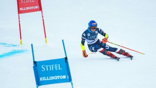 Mikaela Shiffrin of team USA races during the 2024/2025 Women's World Cup Giant Slalom in Killington, Vermont, on November 30, 2024. (Photo by Joseph Prezioso / AFP)