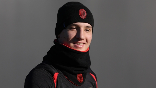 CAIRATE, ITALY - DECEMBER 01: Francesco Camarda of AC Milan in action during AC Milan training session at Milanello on December 01, 2024 in Cairate, Italy. (Photo by Claudio Villa/AC Milan via Getty Images)