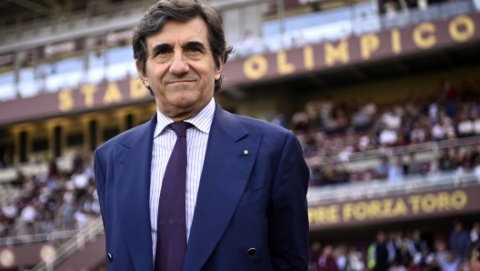 President of Torino Fc Urbano Cairo during the Serie A soccer match between Torino and Juventus at the Stadio Olimpico Grande Torino in Torino, north west Italy - Saturday, April,13 2024. Sport - Soccer.EXCLUSIVE TORINOFC (Photo by Fabio Ferrari/LaPresse)