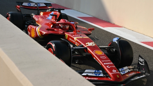 Ferrari's Monegasque driver Charles Leclerc drives during the first practice session ahead of the Abu Dhabi Formula One Grand Prix at the Yas Marina Circuit in Abud Dhabi on December 6, 2024. (Photo by Andrej ISAKOVIC / AFP)