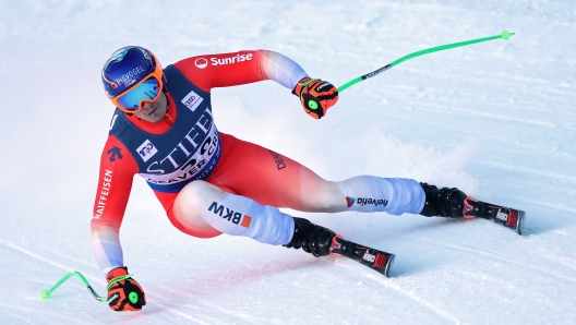 BEAVER CREEK, COLORADO - DECEMBER 05: Justin Murisier of Switzerland competes in the Audi FIS Alpine Ski World Cup Men's Downhill Training at Beaver Creek Resort on December 05, 2024 in Beaver Creek, Colorado.   Christian Petersen/Getty Images/AFP (Photo by Christian Petersen / GETTY IMAGES NORTH AMERICA / Getty Images via AFP)