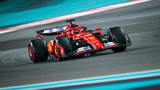 Ferrari's Monegasque driver Charles Leclerc drives during the qualifying session ahead of the Abu Dhabi Formula One Grand Prix at the Yas Marina Circuit in Abu Dhabi on December 7, 2024. (Photo by Giuseppe CACACE / AFP)