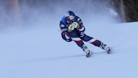 Lindsey Vonn competes in a downhill skiing race at Copper Mountain Ski Resort, Saturday, Dec. 7, 2024, in Beaver Creek, Colo. (AP Photo/John Locher)