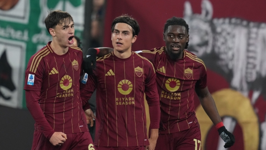 Roma’s Niccolo Pisilli celebrates after scoring 3-1 during the Serie A EniLive soccer match between Roma and Lecce at the Rome's Olympic stadium, Italy - Saturday  December 7, 2024 - Sport  Soccer ( Photo by Alfredo Falcone/LaPresse )