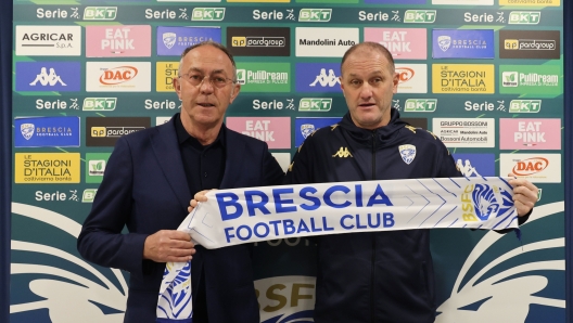 Pierpaolo Bisoli nuovo allenatore del Brescia calcio presentazione al centro sportivo di Torbole Casaglia con Renzo Castagnini,  Brescia 10 dicembre 2024. Lapresse Giuseppe Zanardelli