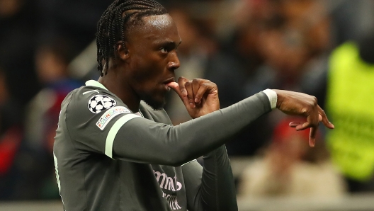 MILAN, ITALY - DECEMBER 11: Tammy Abraham of AC Milan celebrates scoring his team's second goal during the UEFA Champions League 2024/25 League Phase MD6 match between AC Milan and FK Crvena Zvezda at Stadio San Siro on December 11, 2024 in Milan, Italy. (Photo by Marco Luzzani/Getty Images)