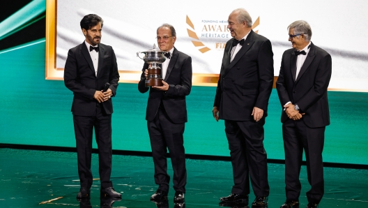 BEN SULAYEM Mohammed, President of the FIA, portrait with SANZ de BARROS Carmelo during the 2024 FIA Awards Ceremony, on December 13, 2024 at BK Arena, in Kigali, Rwanda - Photo Julien Delfosse / DPPI