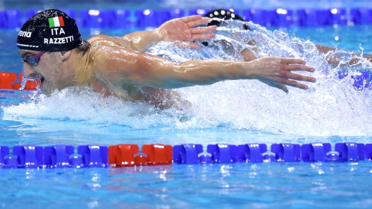 BUDAPEST, HUNGARY - DECEMBER 14: Alberto Razzetti of Team Italy competes in Men?s 400m Medley Final during day five of the World Aquatics Swimming Championships (25m) 2024 at Duna Arena on December 14, 2024 in Budapest, Hungary.  (Photo by Dean Mouhtaropoulos/Getty Images)