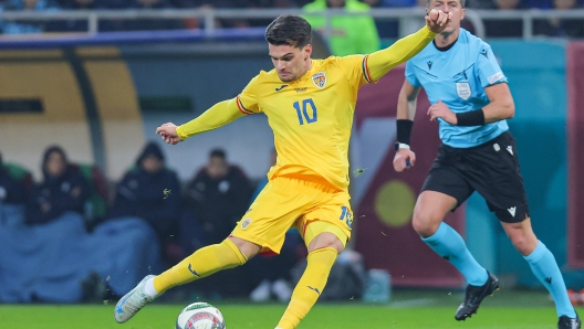 BUCHAREST, ROMANIA - NOVEMBER 18: Ianis Hagi of Romania takes a shoot during the UEFA Nations League 2024/25 League C Group C2 match between Romania and Cyprus at National Arena Stadium on November 18, 2024 in Bucharest, Romania. (Photo by Vasile Mihai-Antonio/Getty Images)