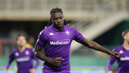 FLORENCE, ITALY - DECEMBER 23: Moise Kean of ACF Fiorentina celebrates after scoring a goal during the Serie A match between Fiorentina and Udinese at Stadio Artemio Franchi on December 23, 2024 in Florence, Italy. (Photo by Gabriele Maltinti/Getty Images)