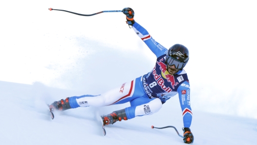 KITZBUEHEL, AUSTRIA - JANUARY 20: Cyprien Sarrazin of Team France in action during the Audi FIS Alpine Ski World Cup Men's Downhill on January 20, 2024 in Kitzbuehel, Austria. (Photo by Alexis Boichard/Agence Zoom/Getty Images)