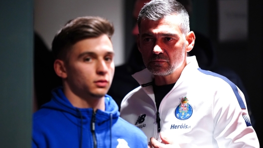 FC Porto manager Sergio Conceicao (right) and Francisco Conceicao during a press conference at the Emirates Stadium, London. Picture date: Monday March 11, 2024. (Photo by Zac Goodwin/PA Images via Getty Images)