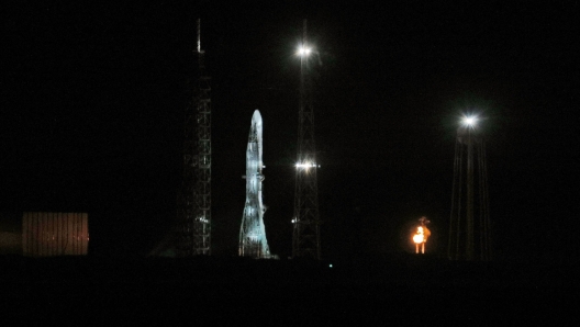 Blue Origin's New Glenn rocket is seen being fueled at Space Launch Complex 36 at the Kennedy Space Center ahead of its maiden flight, at Cape Canaveral, Florida on January 13, 2025. Jeff Bezos's Blue Origin will have to wait a little longer for the long-anticipated maiden orbital flight of its brand-new rocket after a launch attempt dragged on for hours before being canceled due to unspecified technical issues. (Photo by Gregg Newton / AFP)