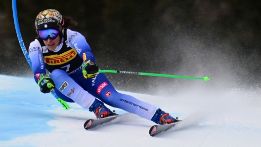 Italy's Federica Brignone competes in the Women's Super-G event of FIS Alpine Skiing World Cup in Cortina d'Ampezzo, Italy on January 19, 2025. (Photo by Tiziana FABI / AFP)