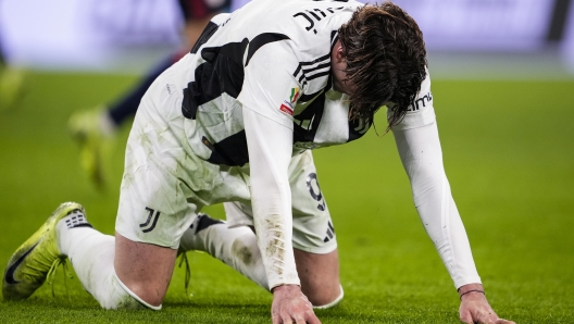 Juventus? Dusan Vlahovic during the Coppa Italia soccer match between Juventus and Cagliari at the Juventus Stadium, December 17, 2024. Sport - Soccer (Photo Fabio Ferrari/LaPresse)