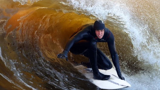 NEWBRIDGE, SCOTLAND - NOVEMBER 05: Surfers test out Lost Shore Surf Resort the nations first inland surf destination on November 05, 2024 in Newbridge, Scotland. The inland wave pool located on the outskirts of Edinburgh is set in a 60-acre country park, and will generate up to 1,000 waves per hour. The resort offers visitors onsite accommodation, restaurant, bar, surf lessons, and wellness center. (Photo by Jeff J Mitchell/Getty Images)