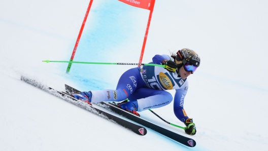 GARMISCH PARTENKIRCHEN, GERMANY - JANUARY 26: Federica Brignone of Team Italy in action during the Audi FIS Alpine Ski World Cup Women's Super G on January 26, 2025 in Garmisch Partenkirchen, Germany. (Photo by Millo Moravski/Agence Zoom/Getty Images)