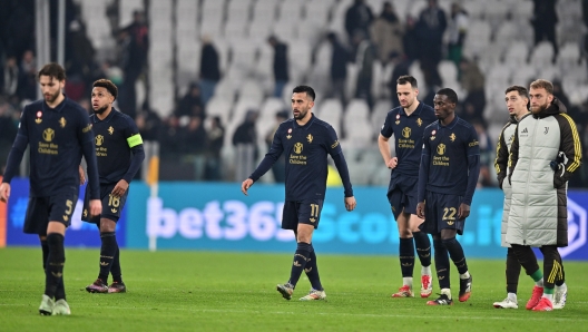 Players of  Juventus disappointed at the end of  the UEFA Champions League soccer match Juventus FC vs SL Benfica at the Allianz Stadium in Turin, Italy, 29 January 2025 ANSA/ALESSANDRO DI MARCO