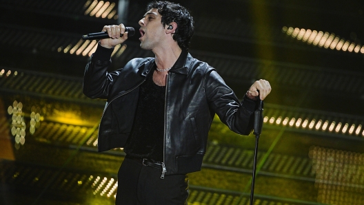 Bresh performs during the first evening of 75th edition of the Sanremo Italian Song Festival at the Ariston Theatre in Sanremo, northern Italy - Tuesday, February 11, 2025. Entertainment. (Photo by Marco Alpozzi/LaPresse)