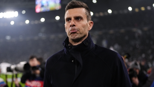 Juventus? head coach Thiago Motta during the Uefa Champions League soccer match between Juventus Fc and PSV Eindhoven at the Juventus stadium in Turin, Playoff - north west Italy - February 11, 2025. Sport - Soccer . (Photo by Fabio Ferrari/LaPresse)